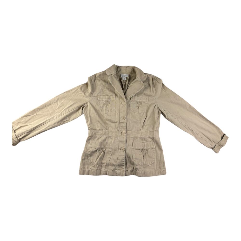 Ann Taylor Loft Khaki Safari Jacket Military Style Blazer Womens‎ 6 Tan